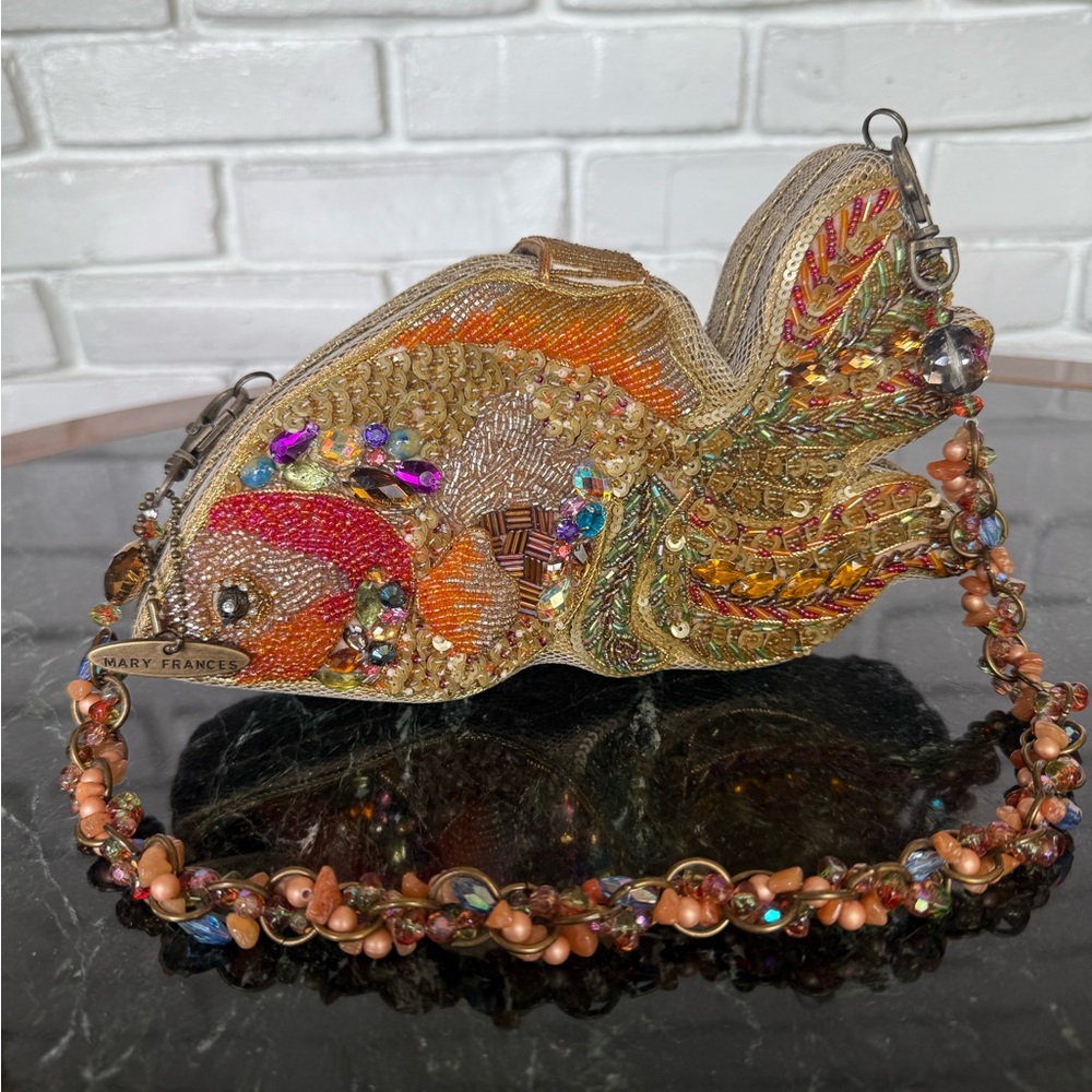 Mary Frances Gold and Orange Beaded Clutch